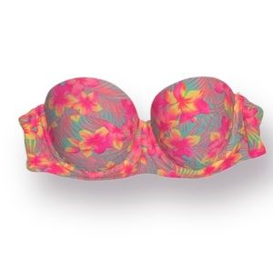 Charlotte Russe neon floral bathing suit top size M